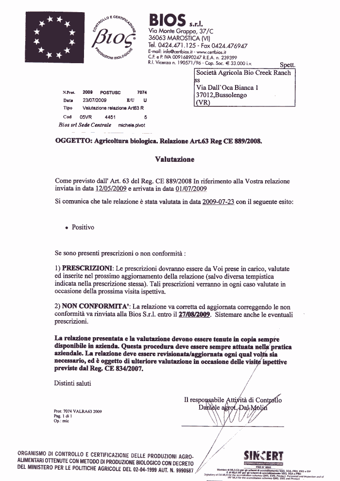 Certificazione Agricoltura Biologica Bios Srl